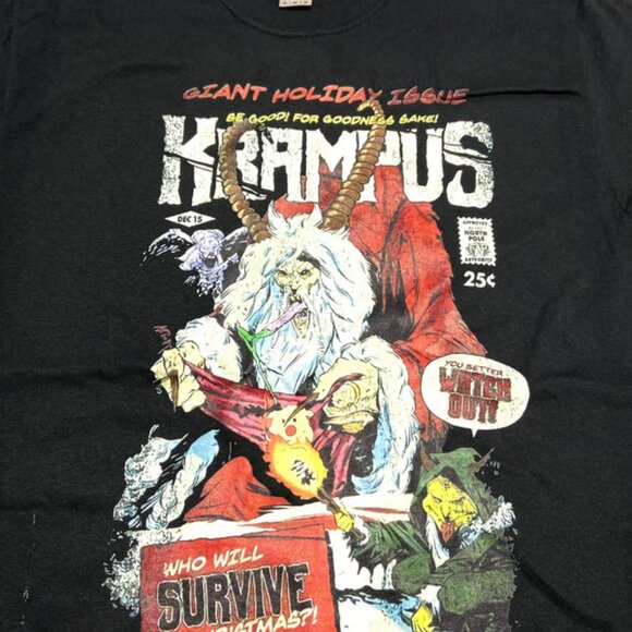 Krampus "Who Will Survive Christmas?" Adult Medium NOS T-Shirt - Picture 1 of 6